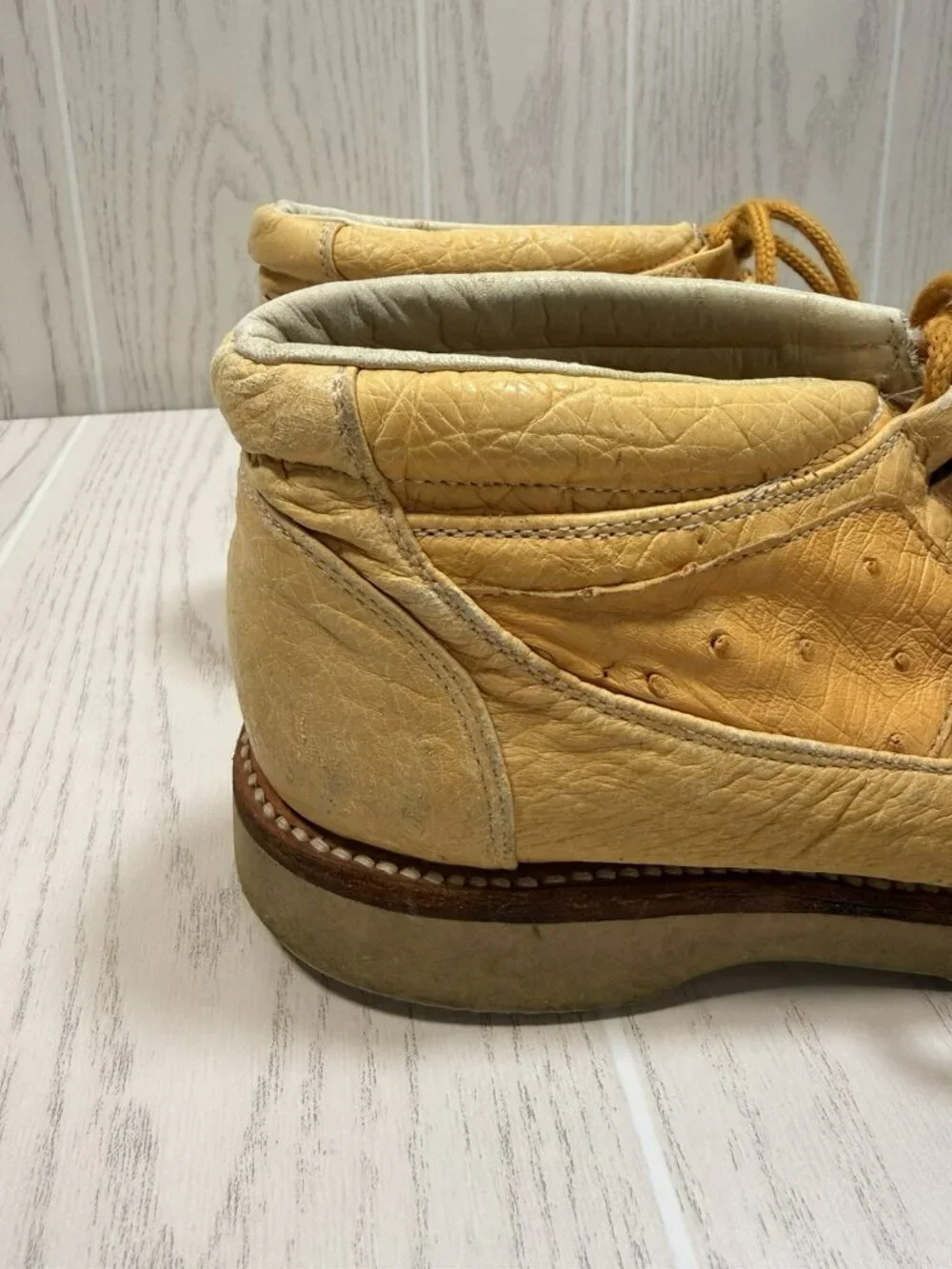 Men's Bilbo Comfort Tan Shoes Loafer Ostrich Leather US Size 9 Boots